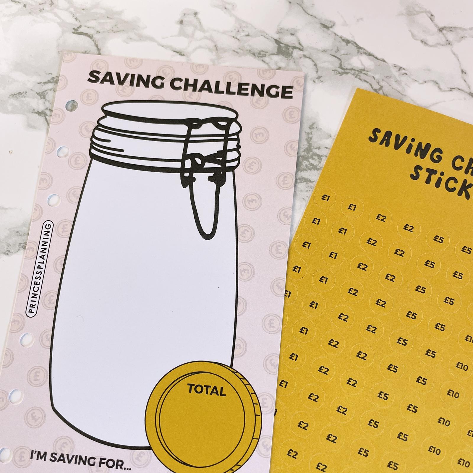 Petite Saving Challenge Insert Money Jar and Stickers
